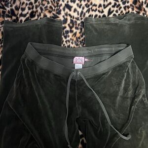 Y2k Juicy Couture Dark Green Velour Track Pants